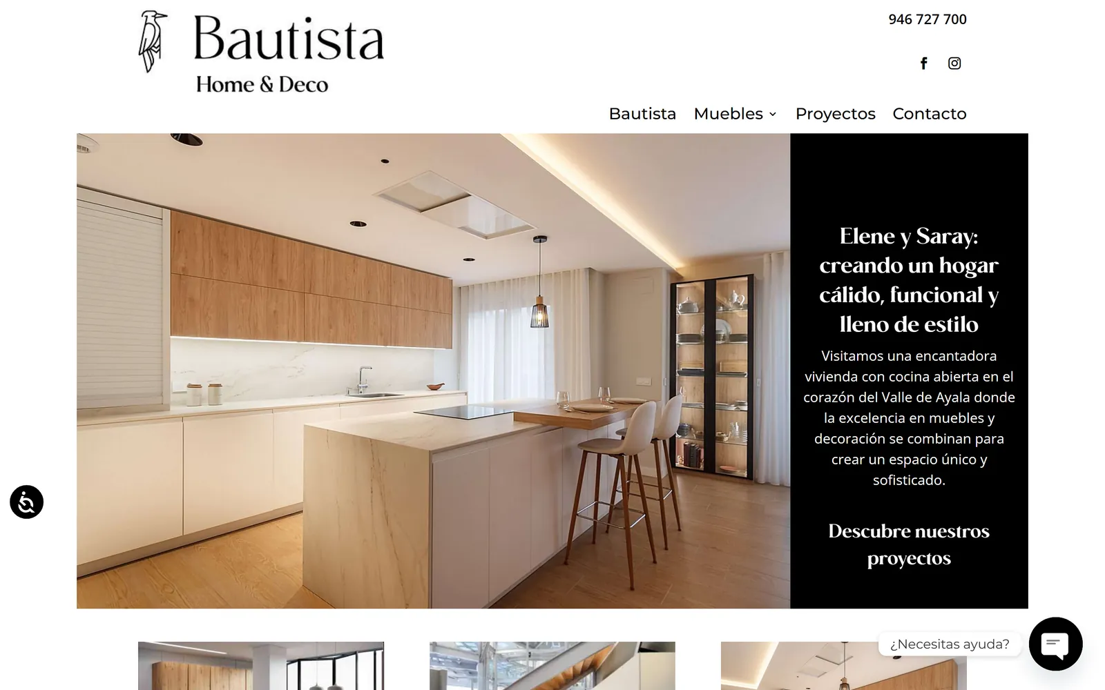 Vista de escritorio de la web de Bautista Home & Deco, muebles y decoración en Bizkaia
