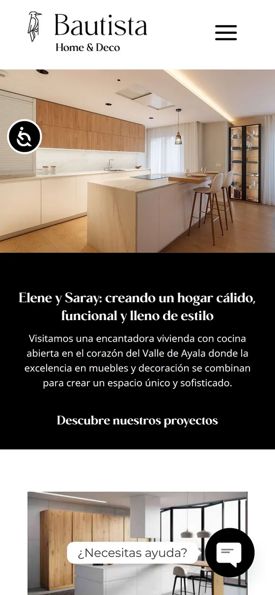 Vista en móvil de la web de Bautista Home & Deco, muebles y decoración en Bizkaia