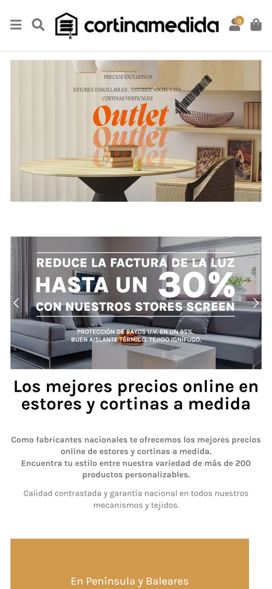 Vista en móvil de la tienda online de Cortinamedida, cortinas y estores a medida