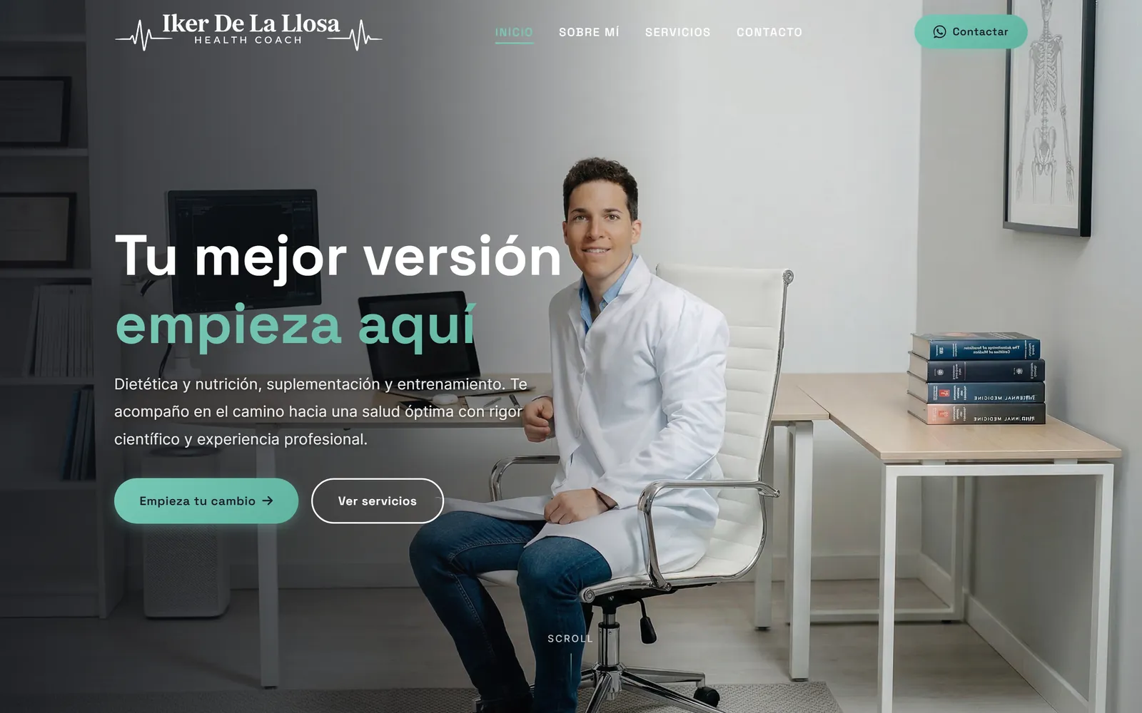 Vista de escritorio de la web de Iker de la Llosa, health coach