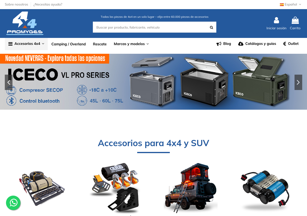 Tienda online de Promyges 4x4 conectada con Mycelium360
