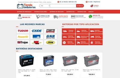 Tienda online de Tienda de baterías creada por Pymergy